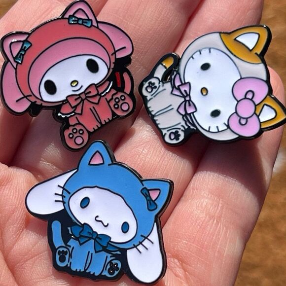 Set of 3 Sanrio Hello Kitty Cinnamoroll My Melody Kitty Costume Enamel Pins - Picture 7 of 7
